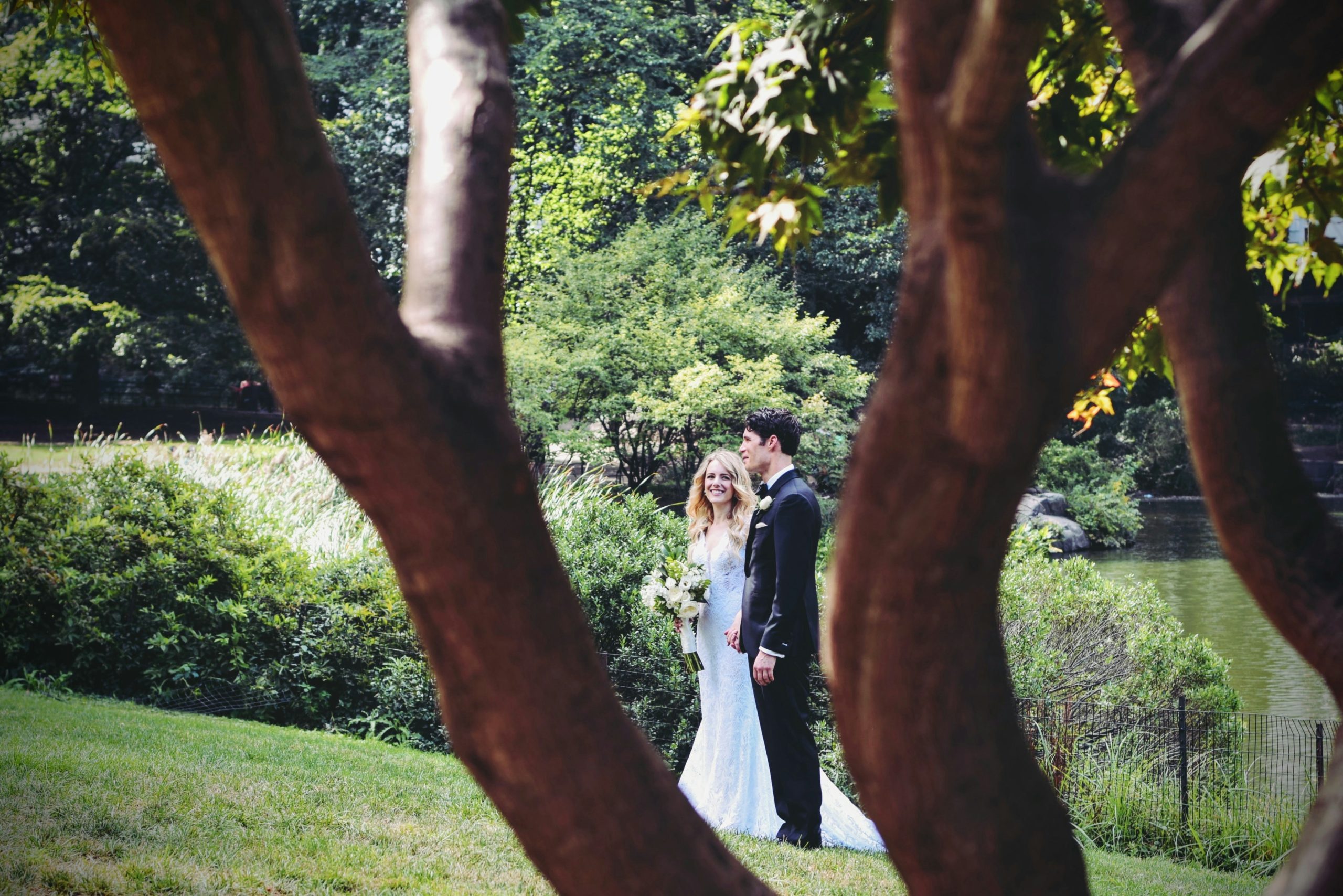 A bride and groom at the Gardens